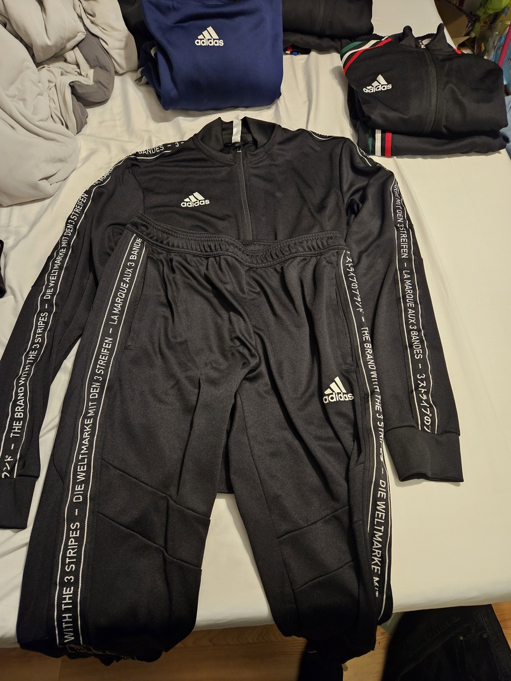 adidas Black Mens Track Sweatpants & Zip Jacket Set